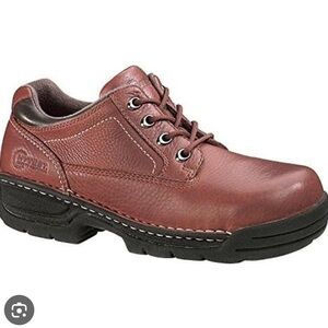 Women Oxford SR Brown Leather Steel Toe Shoes